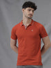 Orange Tipped Solid Polo T-Shirt