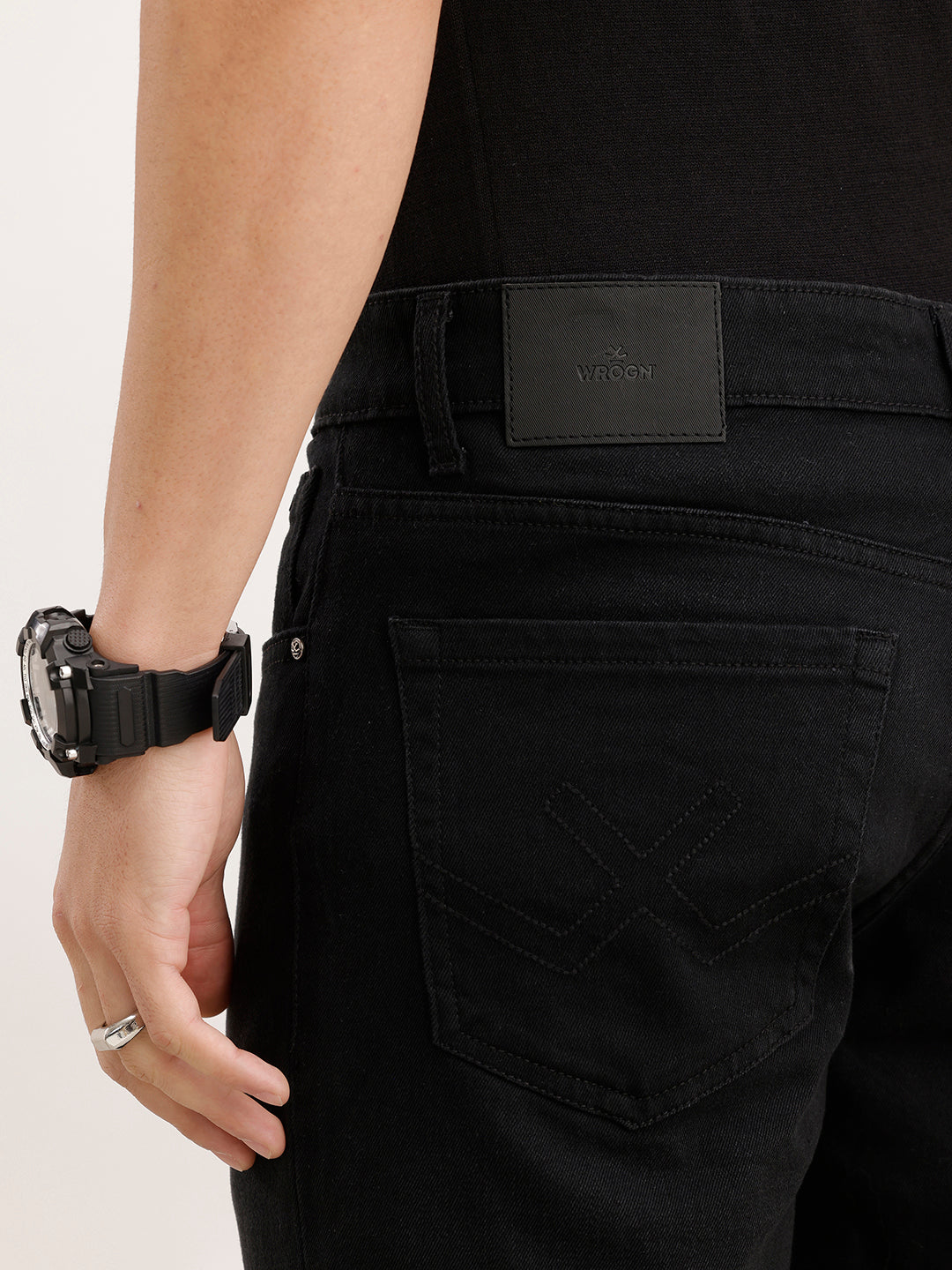 Straight Fit Solid Denim Jeans  | Black