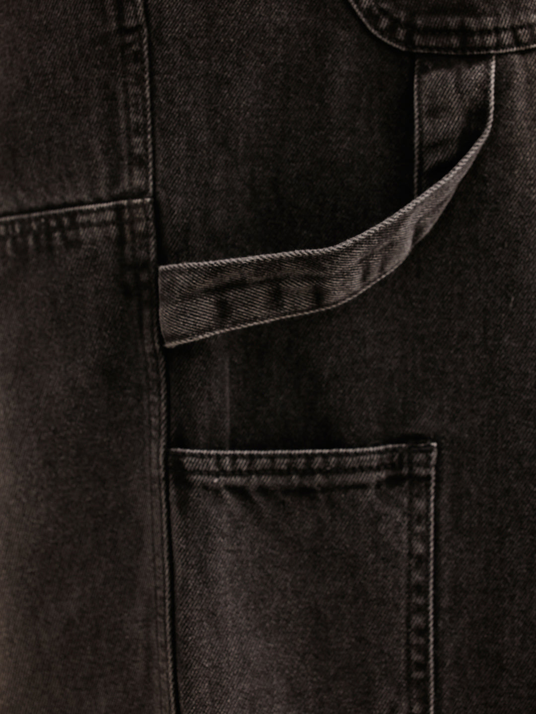 Classic Washed Loose Fit Carpenter Denim Jeans | Black
