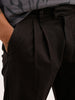 Solid Anti Fit Double Pleated Trouser | Black