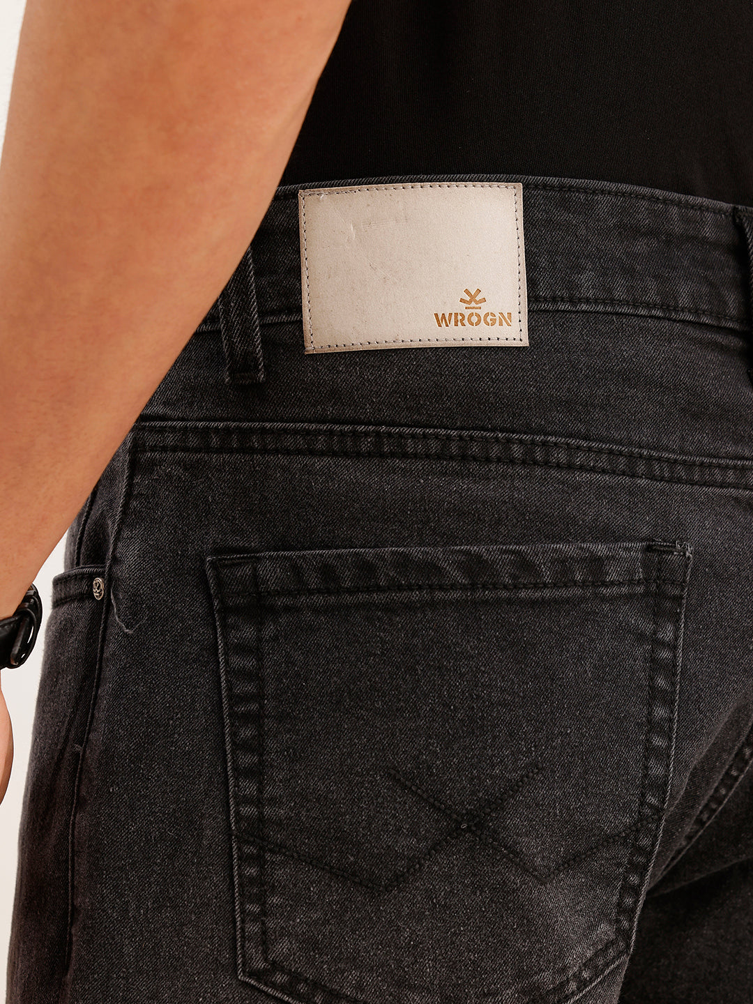 Faded Straight Fit Denim Jeans | Black