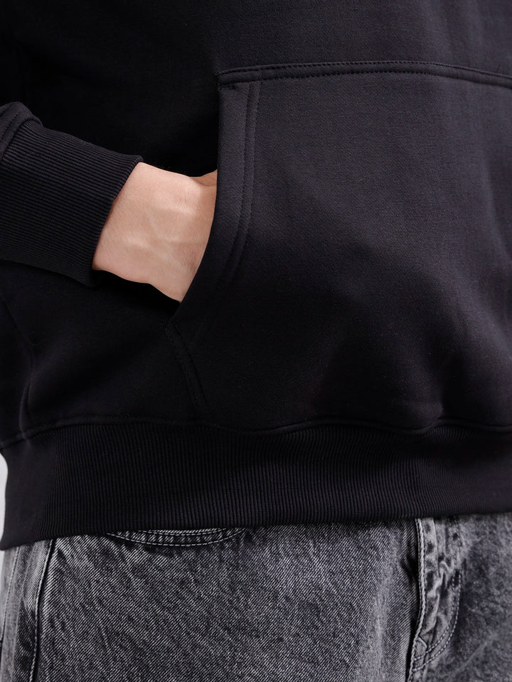 Wrogn Oversized Graphic Hoodie For Men | Black