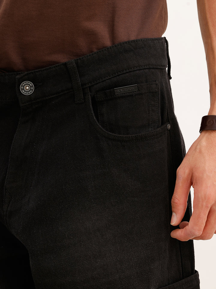 Classic Loose Fit Denim Cargos | Black