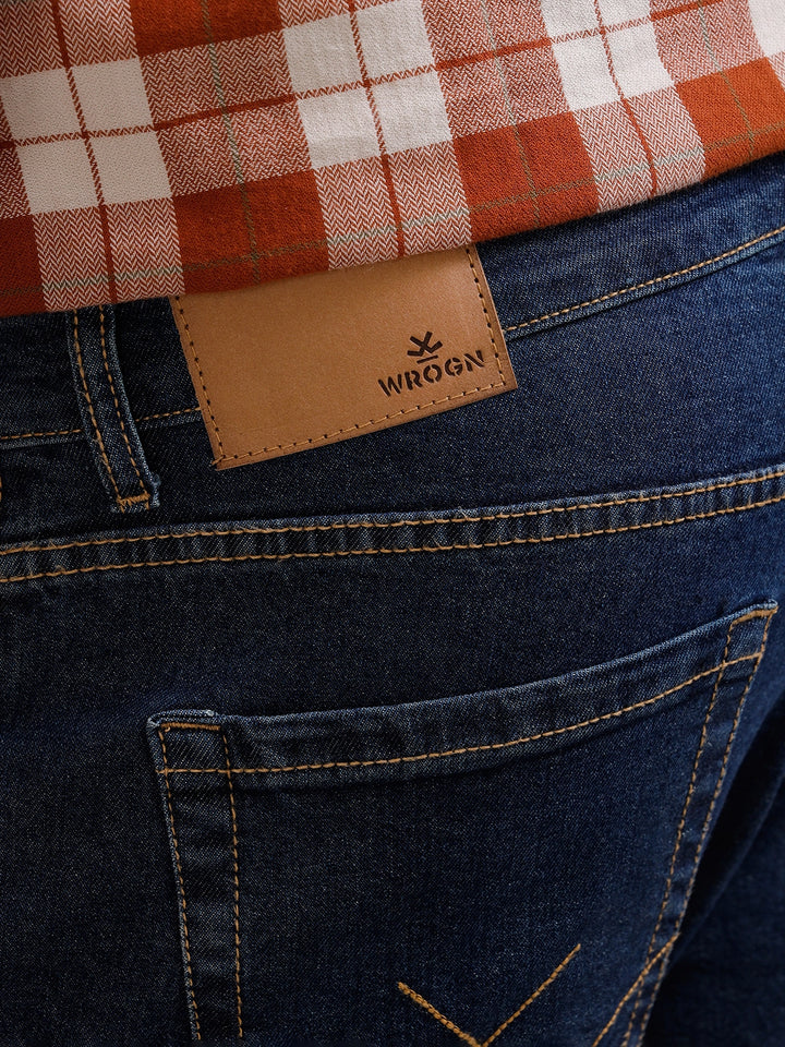 Solid Slim Tappered Jeans - Dark Blue