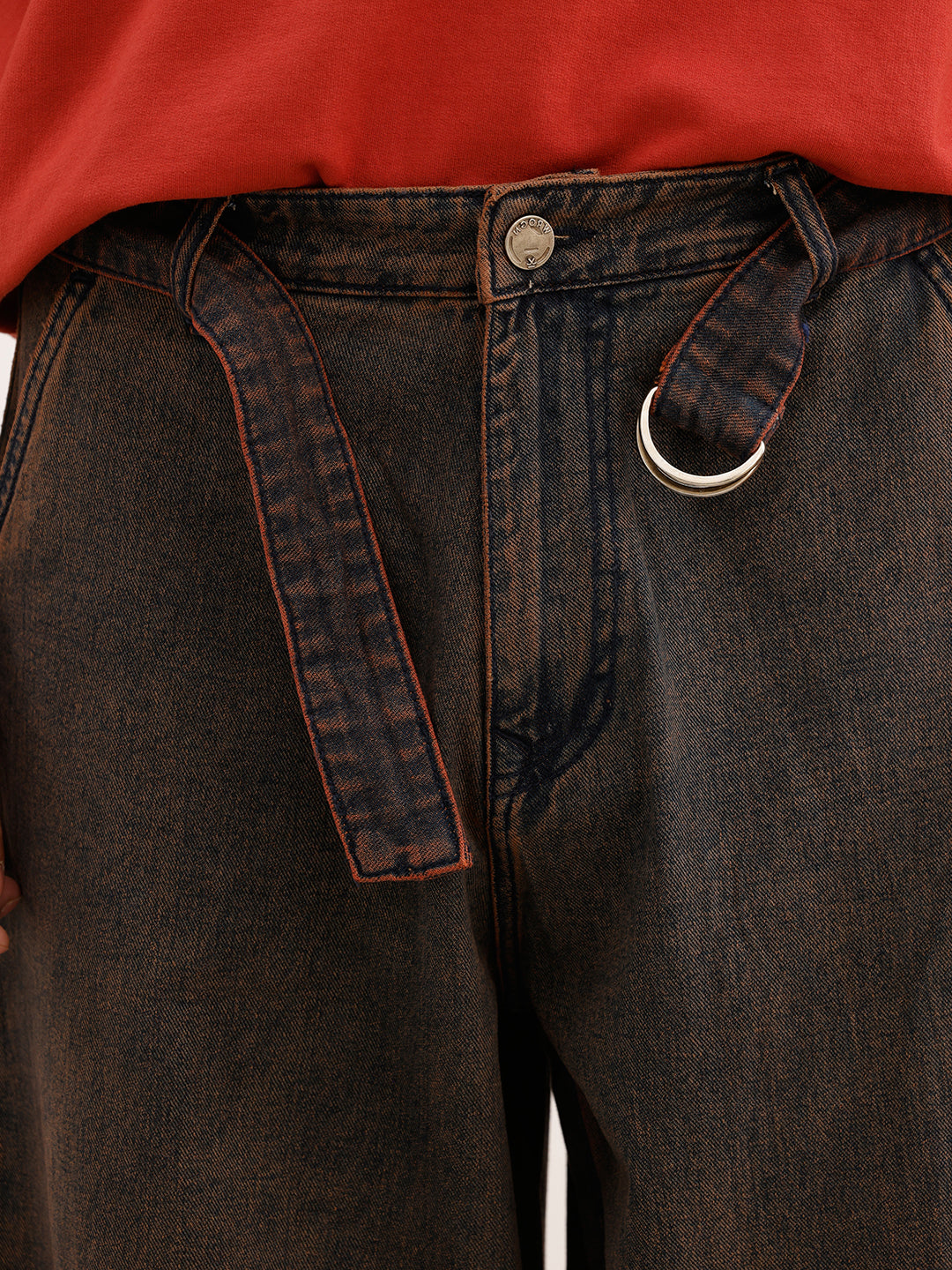 Washed Baggy Fit Denim Jeans | Brown