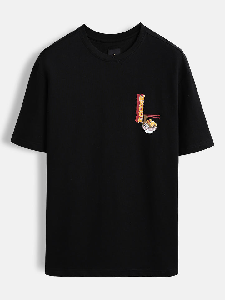 Oversized ramen graphic T-shirt | Black