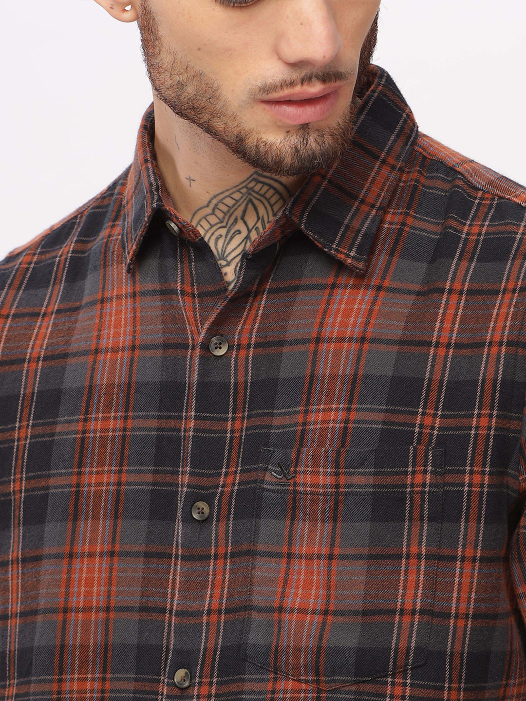 Rust Dyed Checkered Shirt