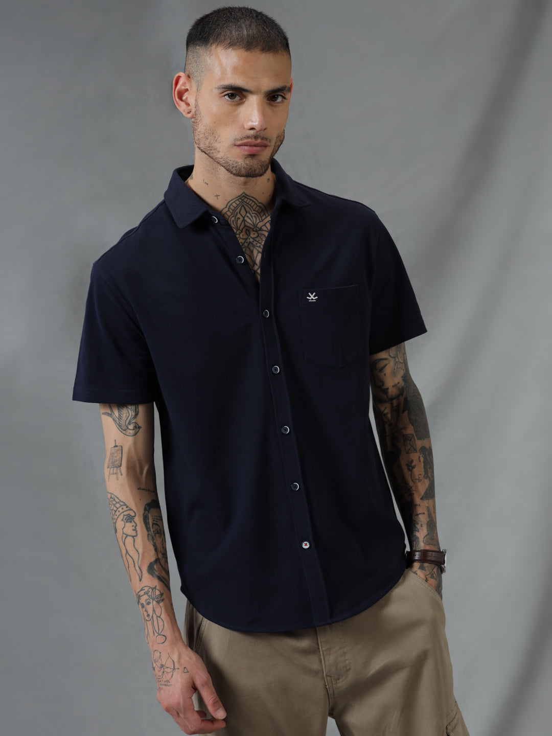 Effortless Navy Short Sleeve Shirt