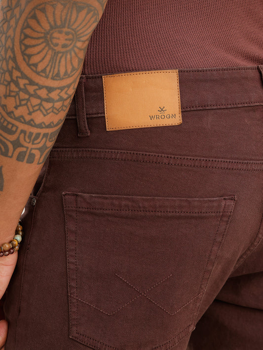 Solid Straight Fit Denim Jeans | Brown