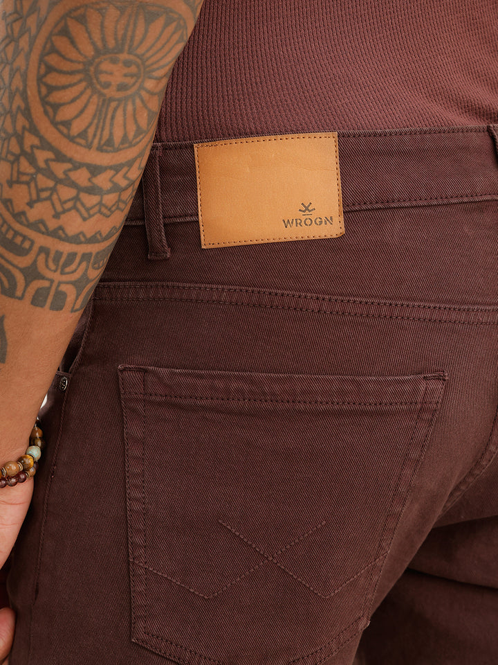 Solid Straight Fit Denim Jeans | Brown