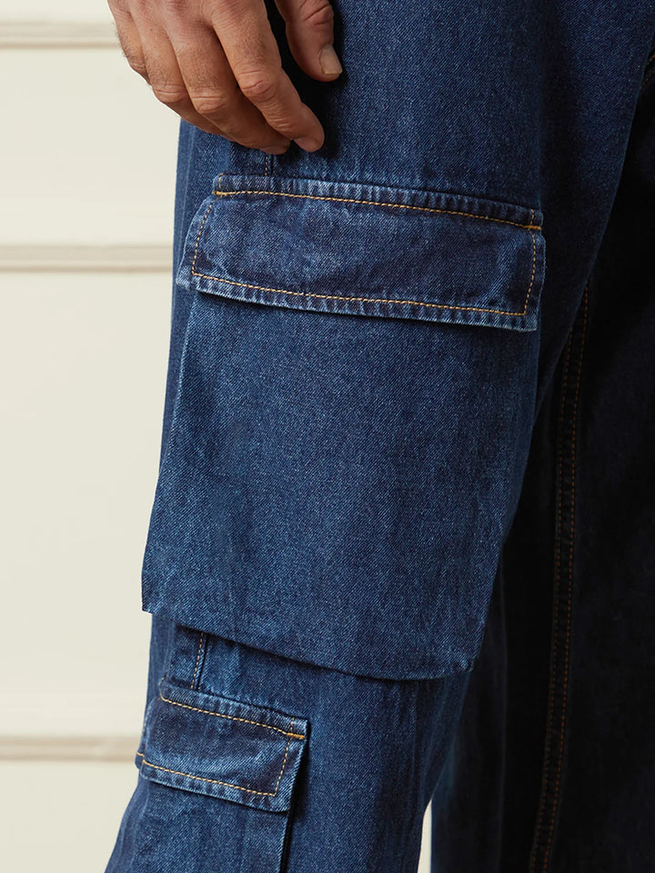 Loose Fit Utility Denim Cargo | Blue