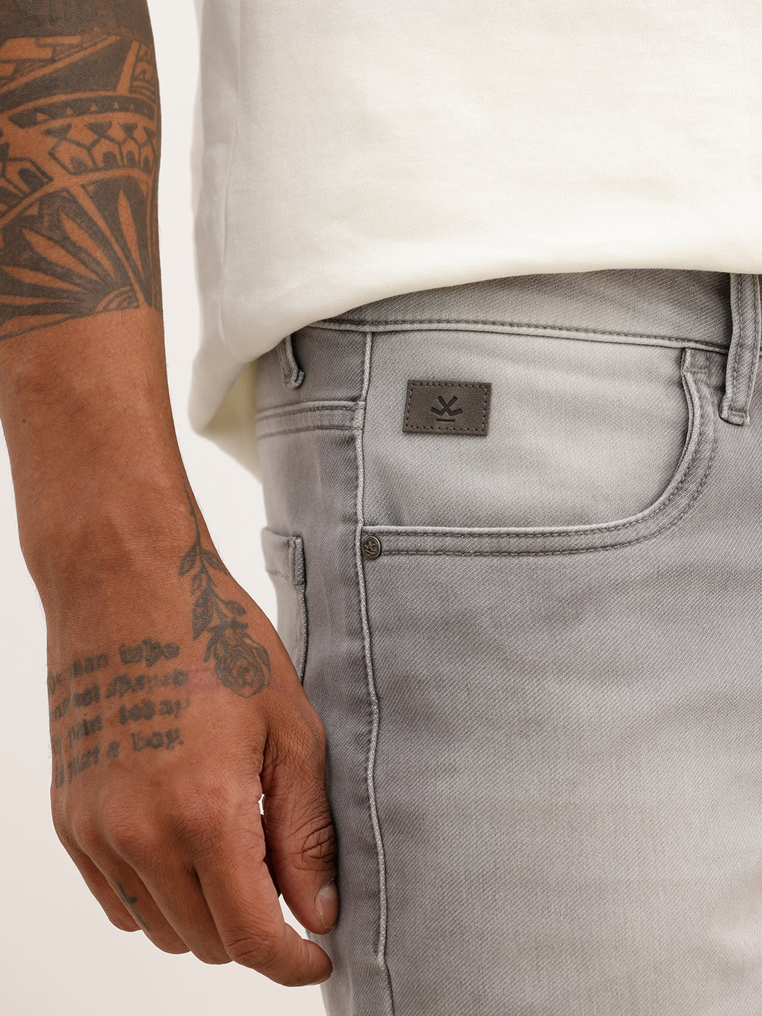 Skinny Fit Heavy Faded Denim Jeans | Grey