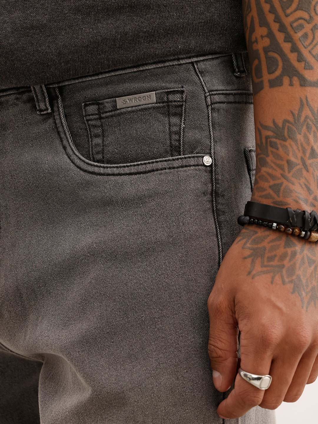 Bootcut Fit Solid Denim Jeans | Grey