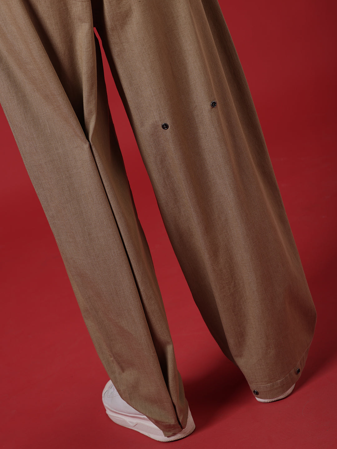 Khaki Dyed Loose Fit Trousers