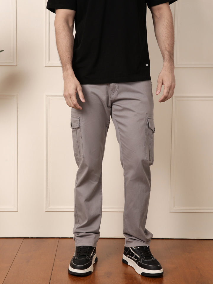 Peached Cotton Cargo Trouser | Grey
