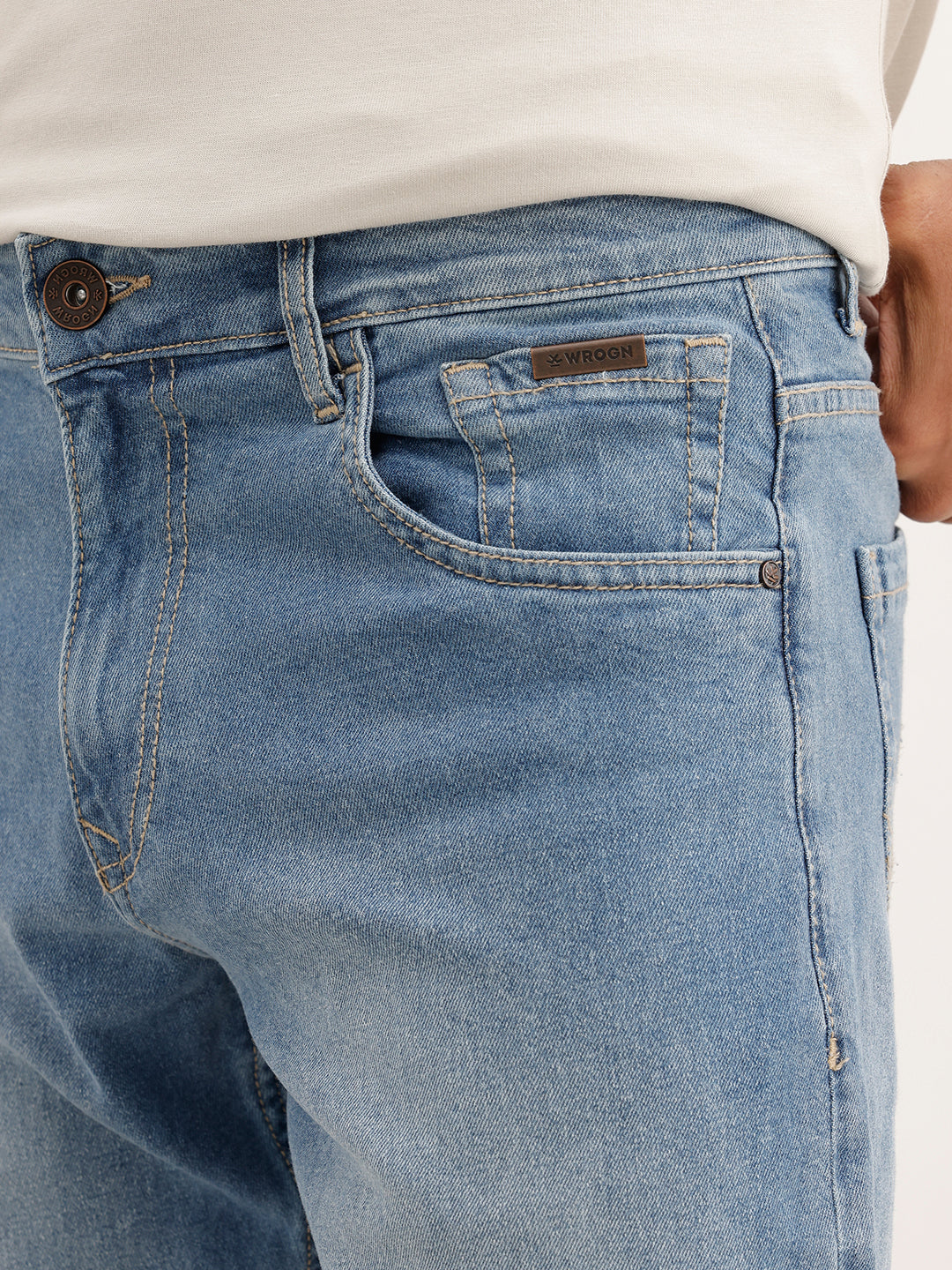 Faded Straight Fit Denim Jeans | Light Blue