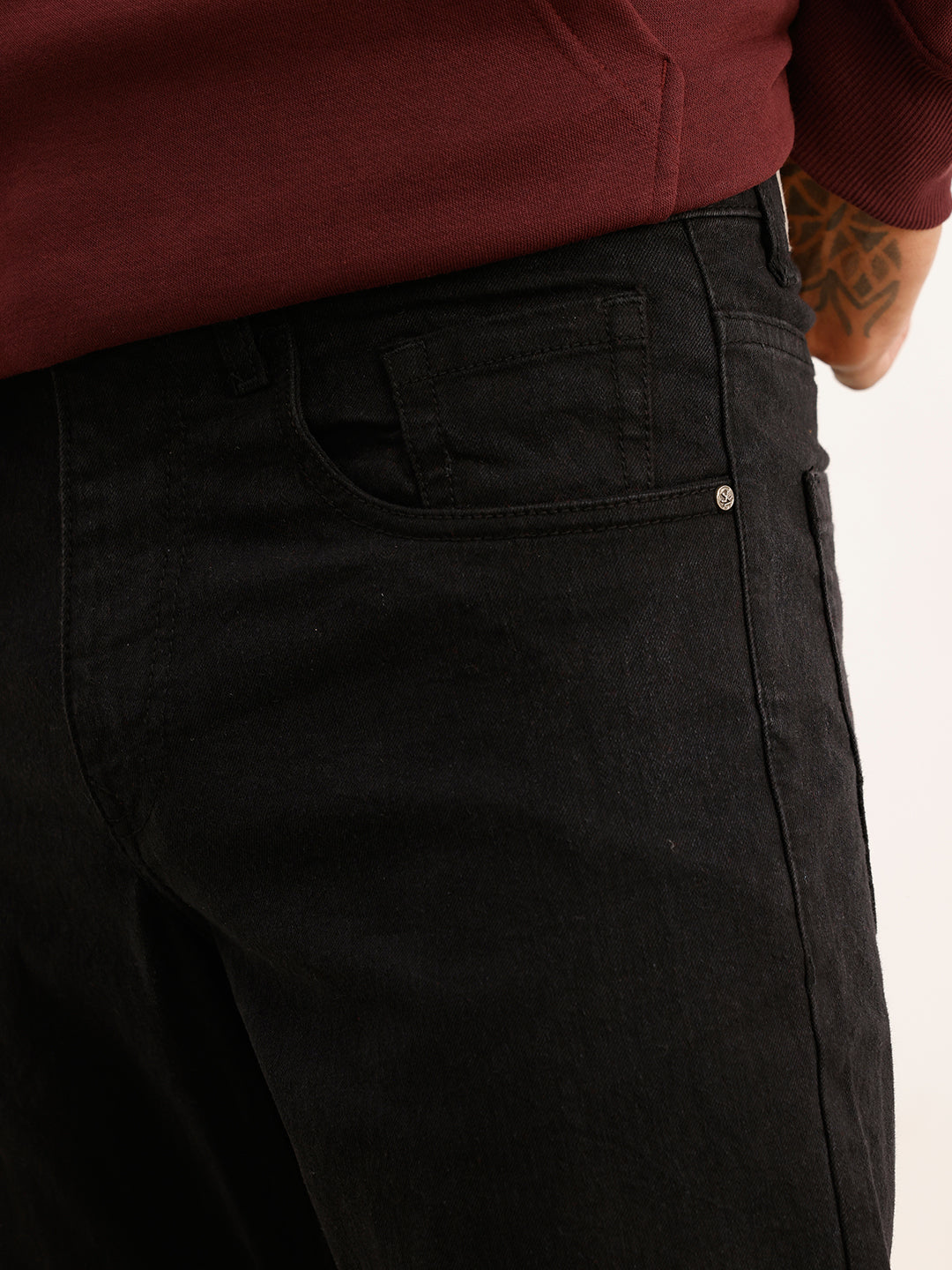 Solid Straight Fit Denim Jeans | Black