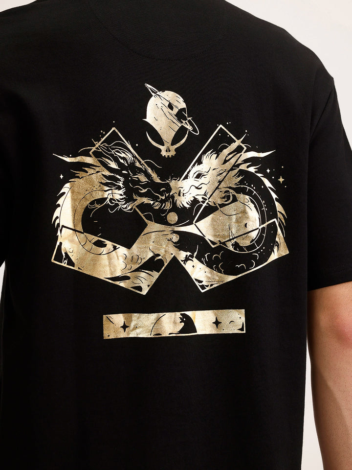 Wrogn X Aliens - The Yin-Yang Dragons | Black T-Shirt