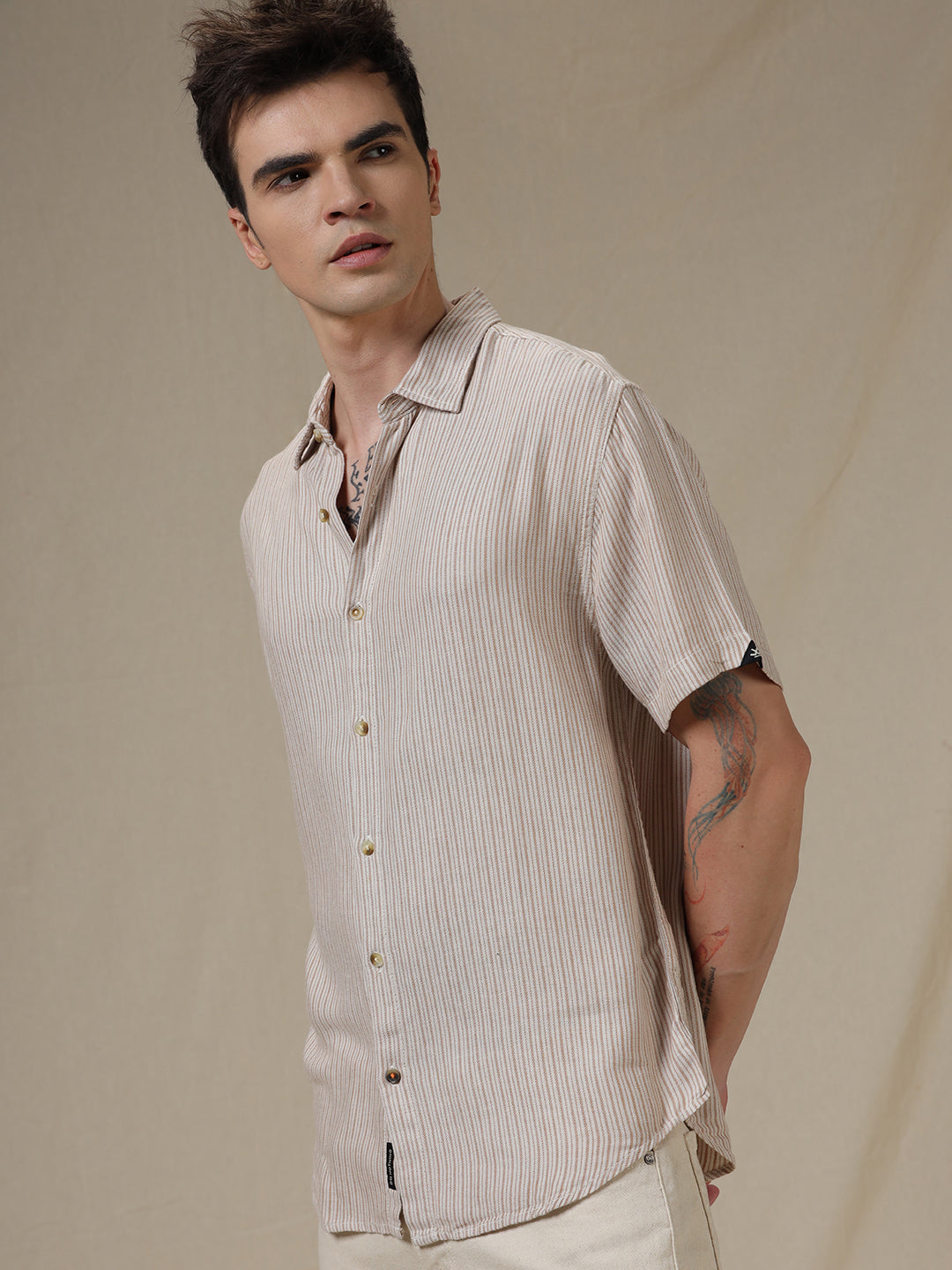 Striped Half Sleeve Casual Shirt