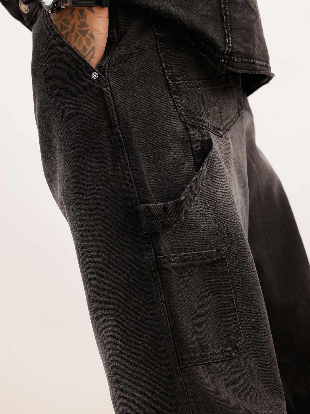 Loose Fit Carpenter Denim Jeans | Dark Grey