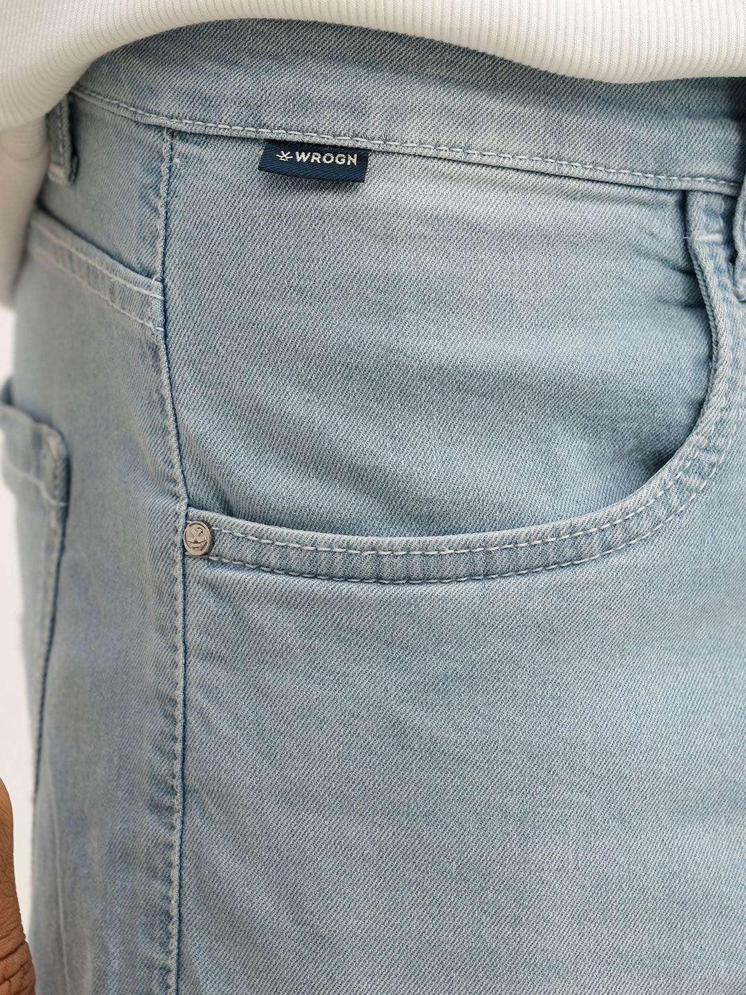 Washed Straight Fit Denim Jeans | Light Blue
