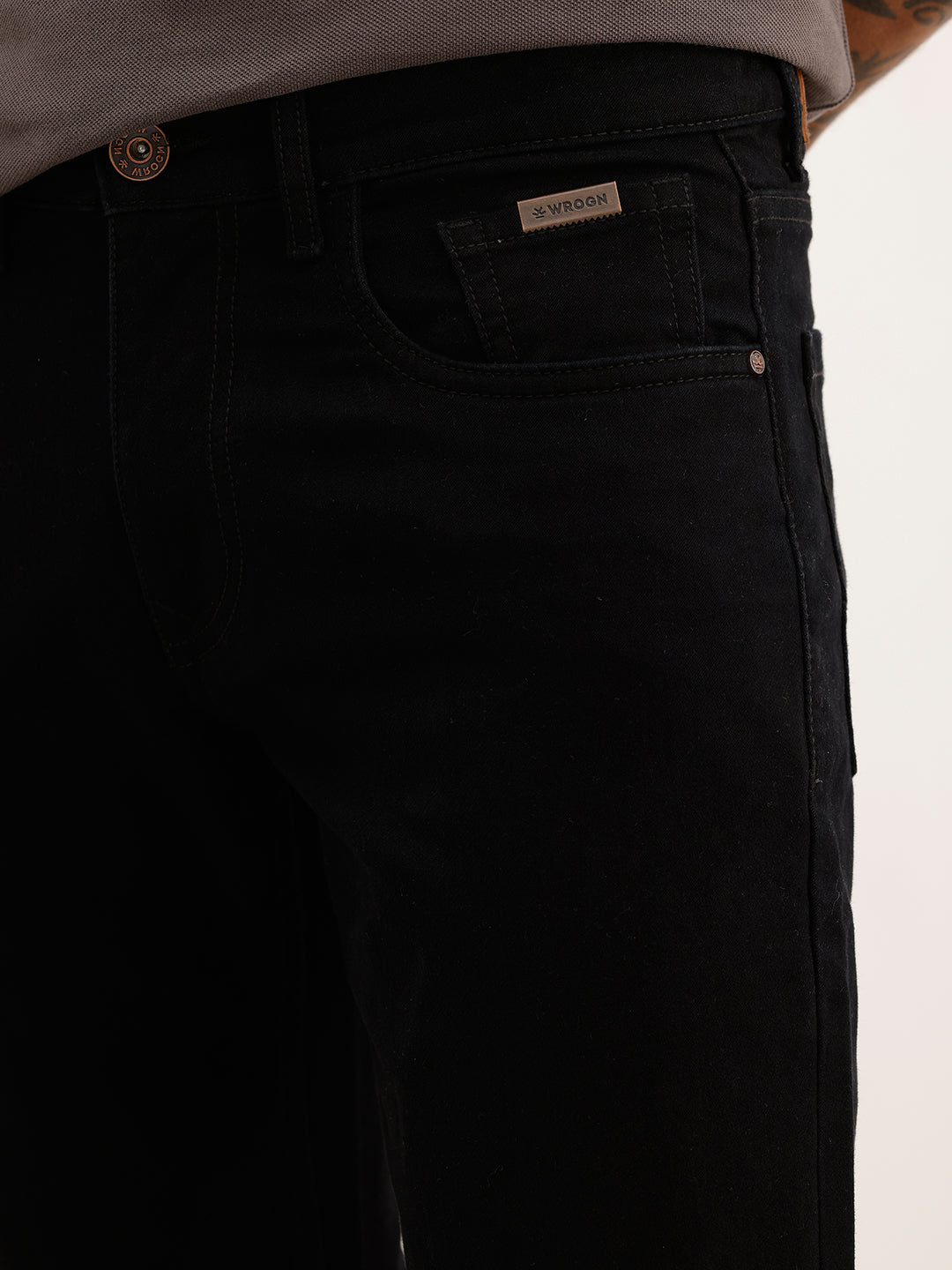 Solid Slim Fit Denim Jeans | Black