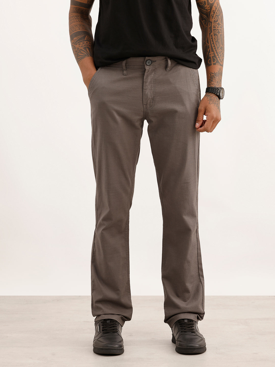 Solid Straight Fit Trouser | Blue