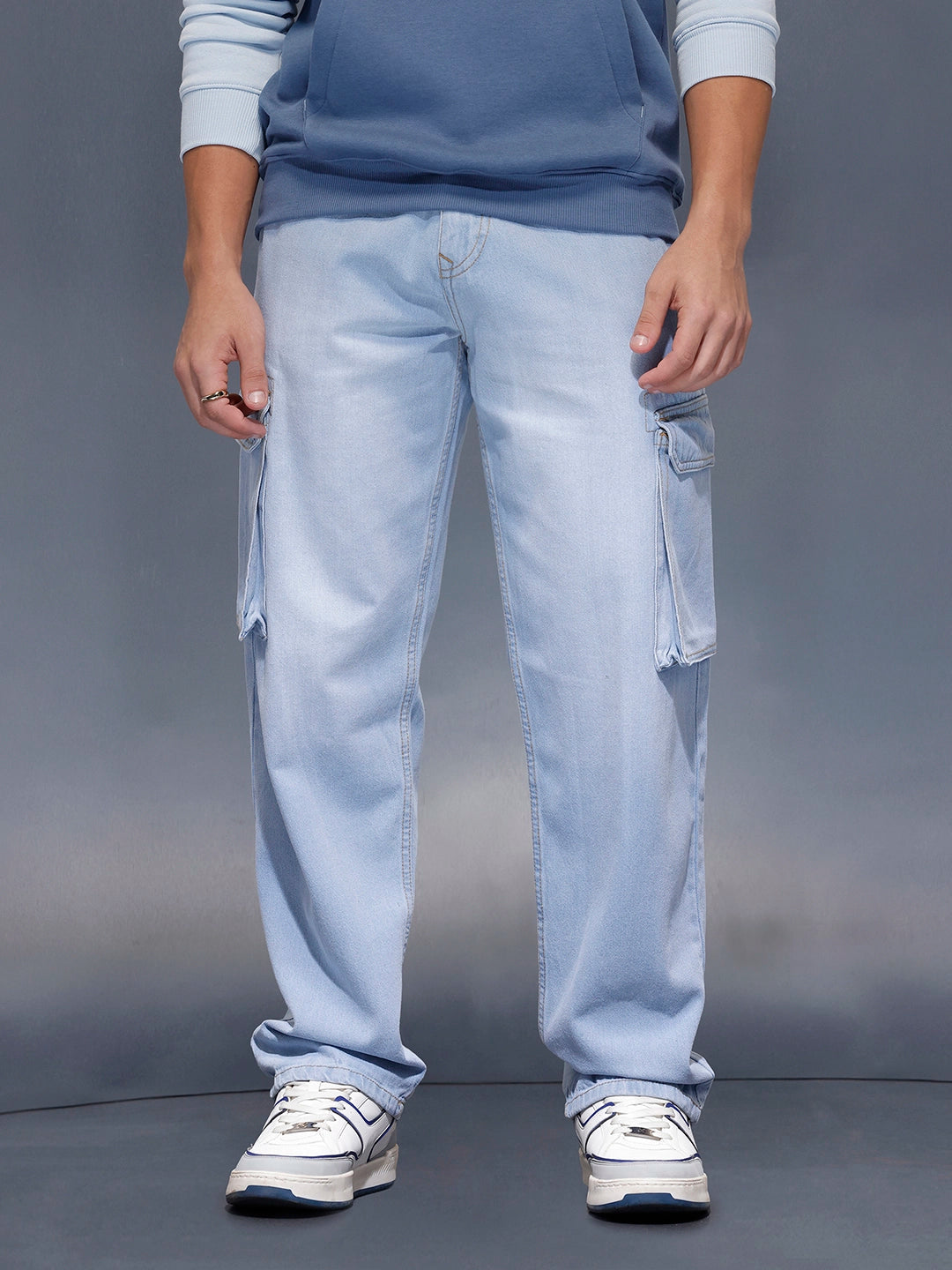 Light Washloose Fit Cargo Jeans | Blue