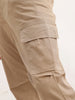 Solid Straight Fit Cargo Trouser | Khaki