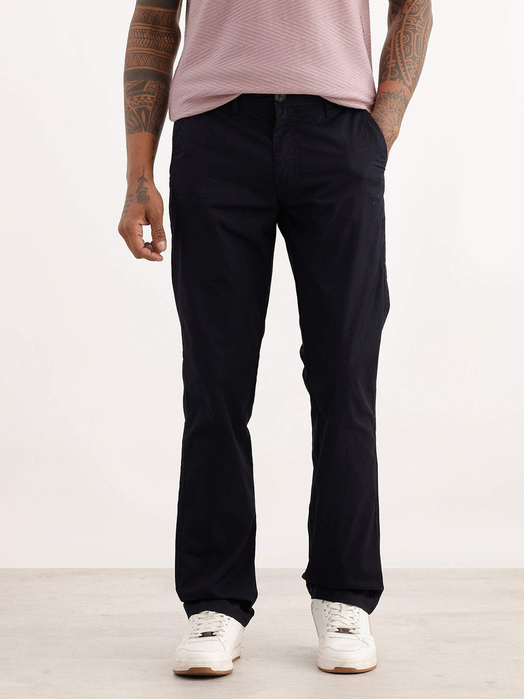 Solid Straight Fit Trouser | Navy Blue