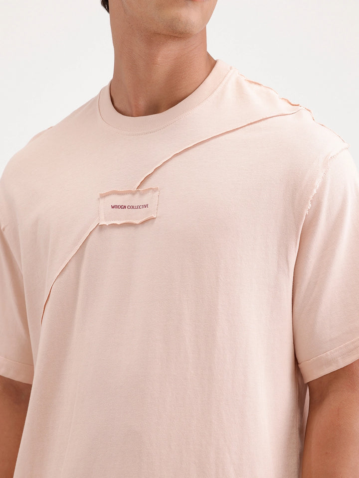 Solid Oversized Cut & Sew T-Shirt | Pink