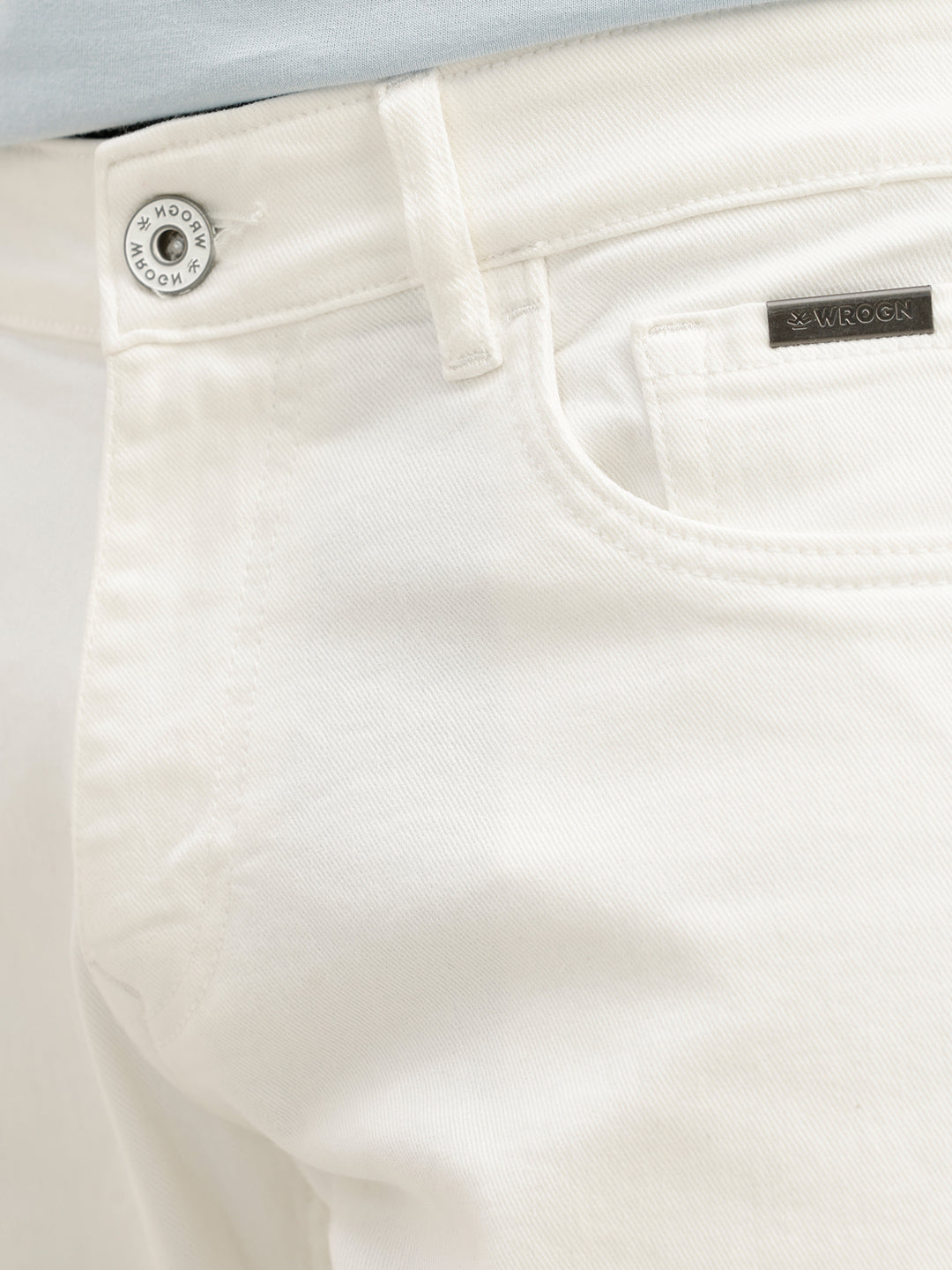 Solid Straight Fit Denim Jeans | White