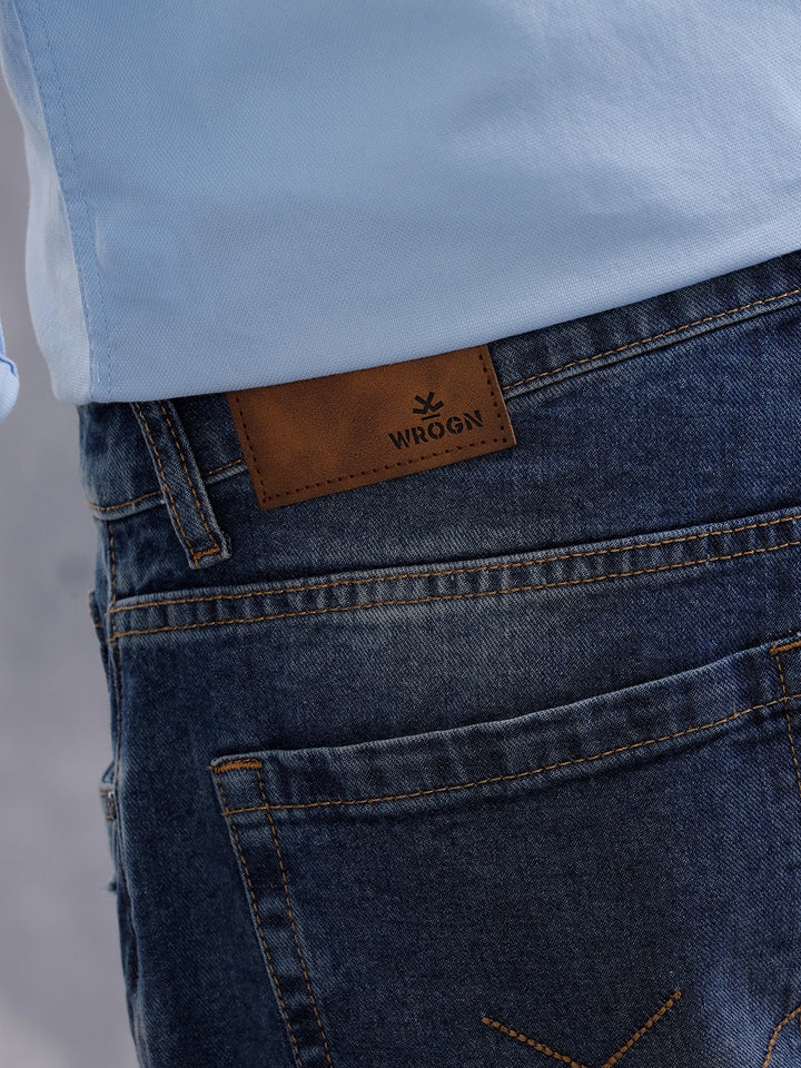 Solid Anti Fit Distressed Jeans | Blue