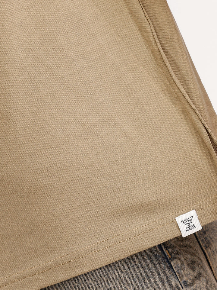 Oversized Placement Printed T-Shirt | Khaki