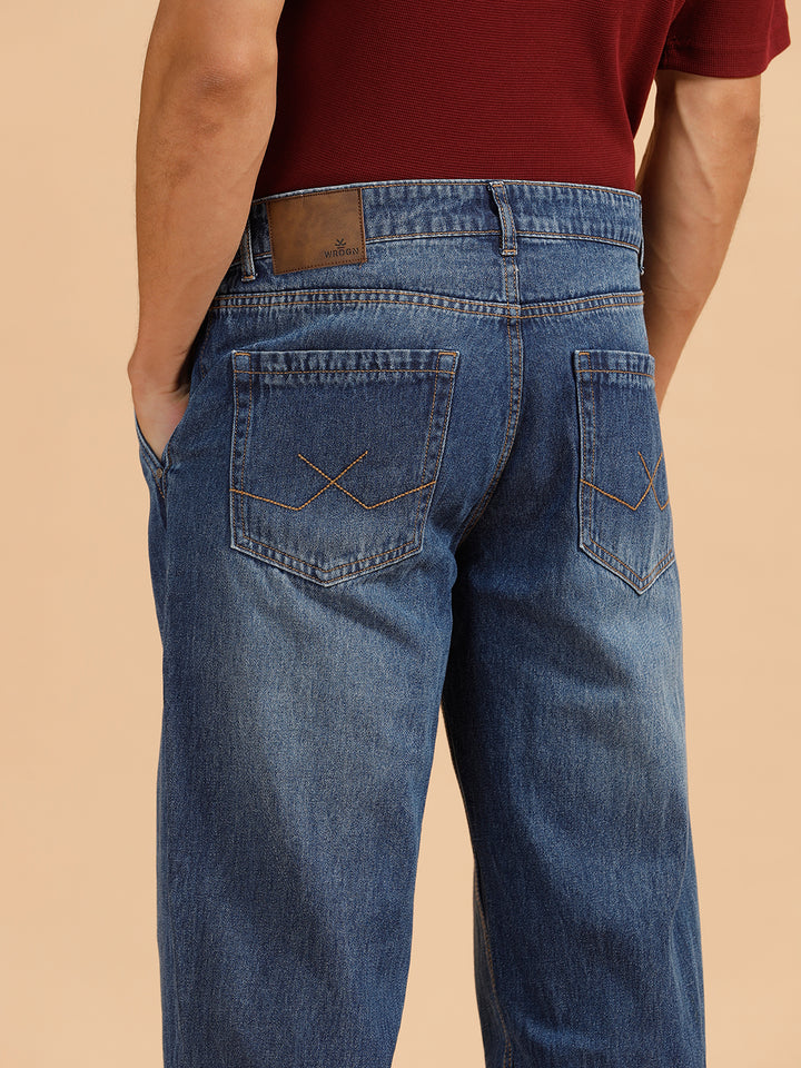 Heavy Fade Loose Fit Jeans | Dark Blue