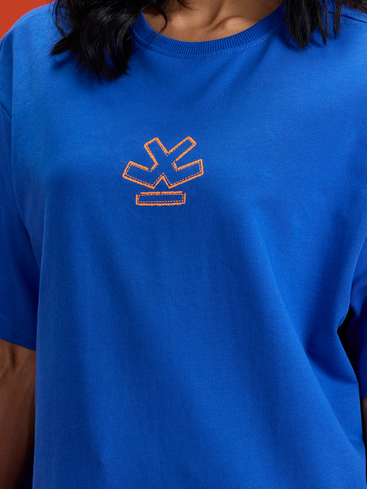 men's casual oversized fit graphic t-shirt | Blue