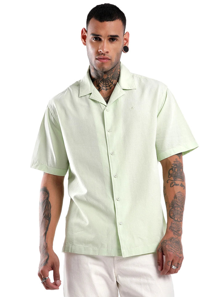 Mint Resort Collar Solid Shirt