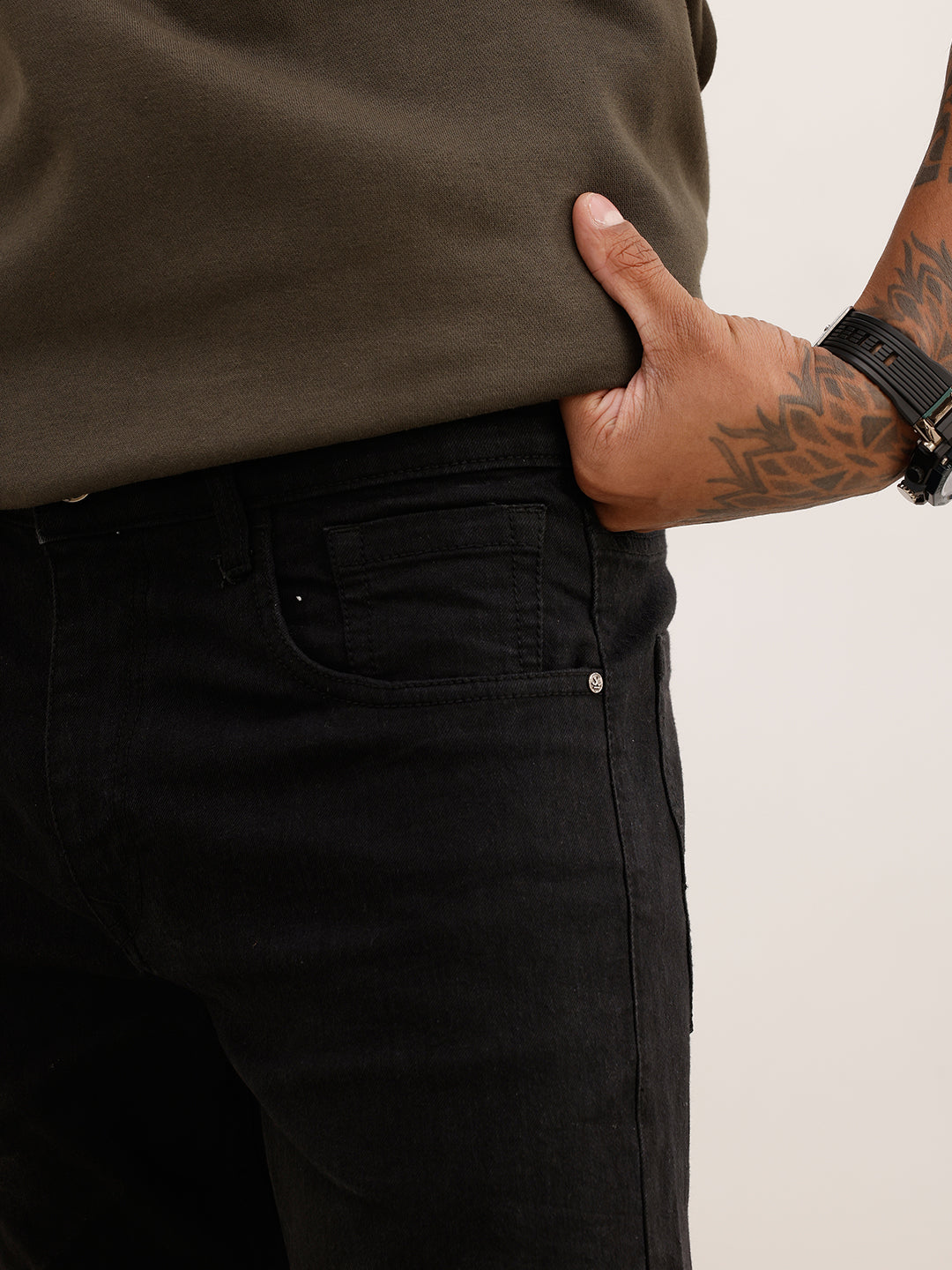 Solid Slim Fit Denim Jeans | Black