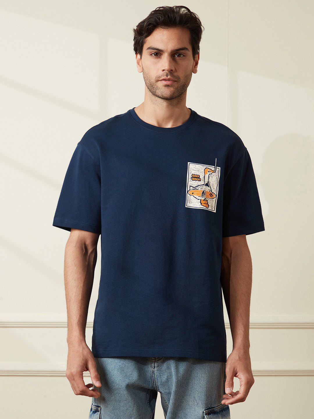 Placement Printed Navy T-Shirt