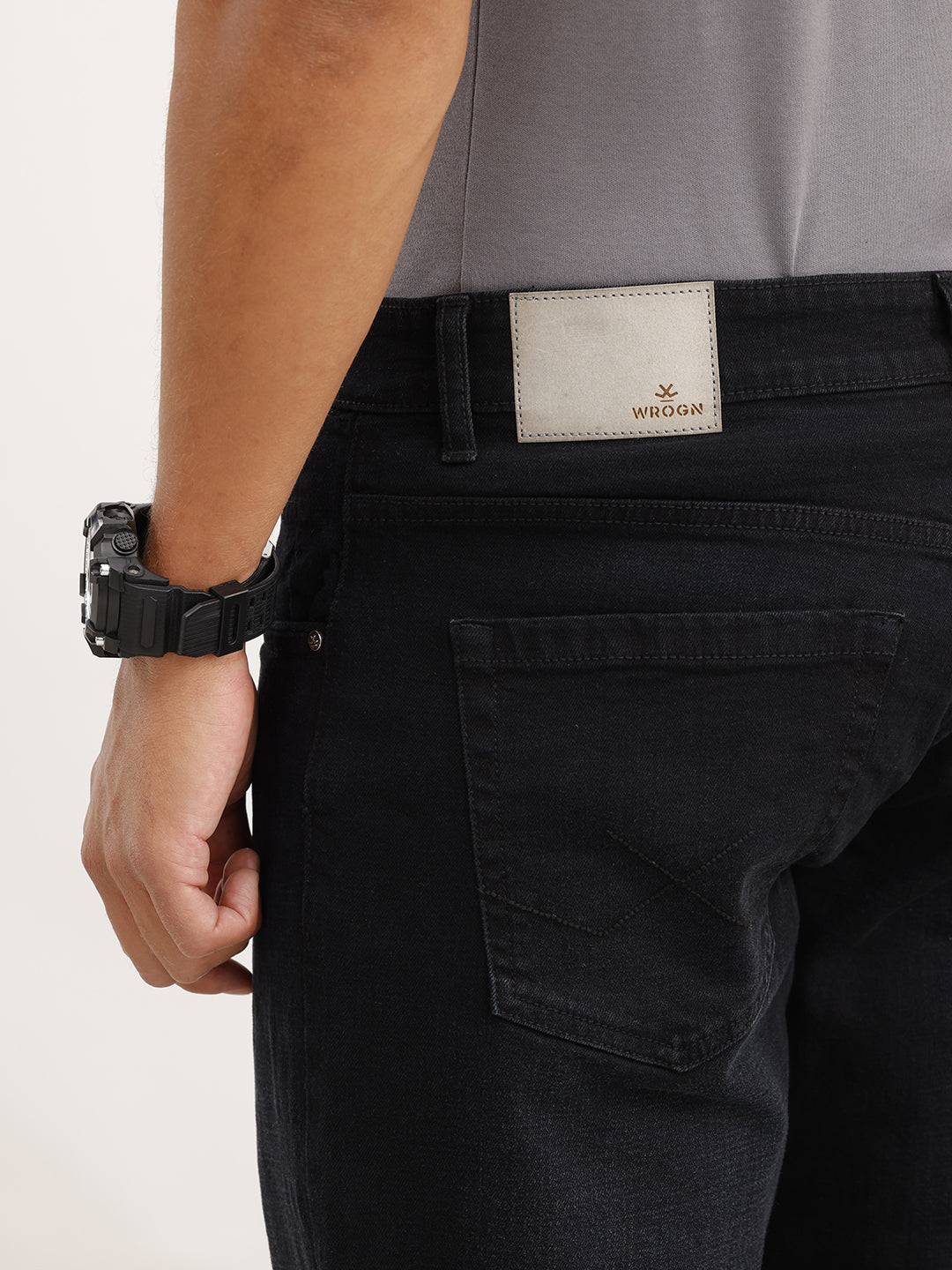 Faded Straight Fit Denim Jeans | Black