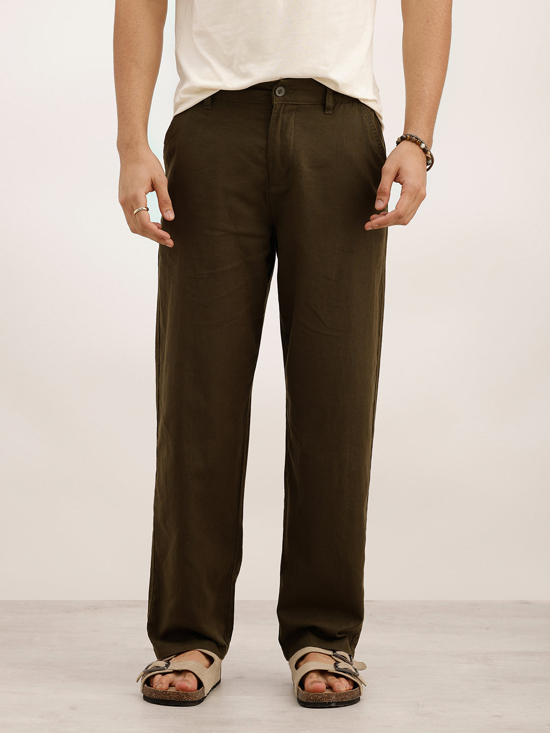Solid Loose Fit Trouser | Olive