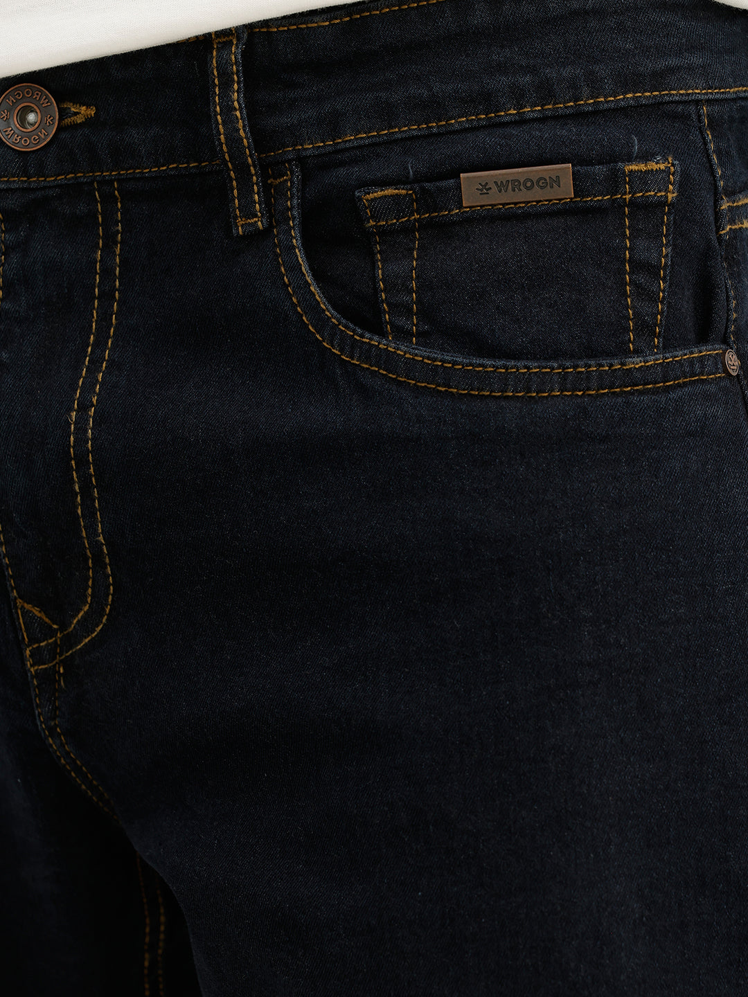 Solid Straight Fit Denim Jeans | Dark Blue
