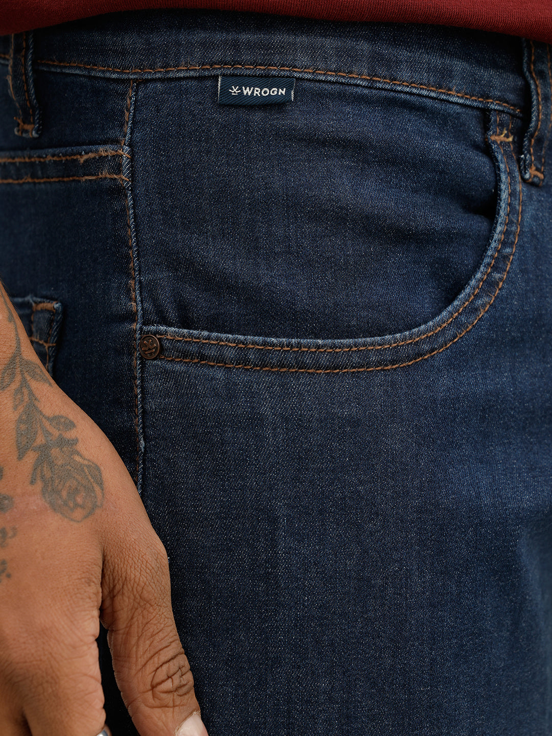 Solid Slim Crop Denim Jeans | Dark Blue