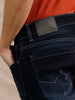 Solid Heavy Fade Slim Tapered Fit Jeans | Dark Blue
