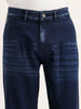 Loose Pleat Fit Denim Jeans | Dark Blue