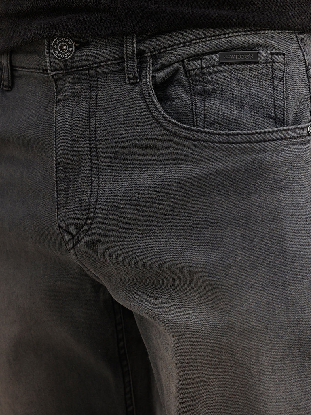 Washed Straight Fit Denim Jeans | Charcoal
