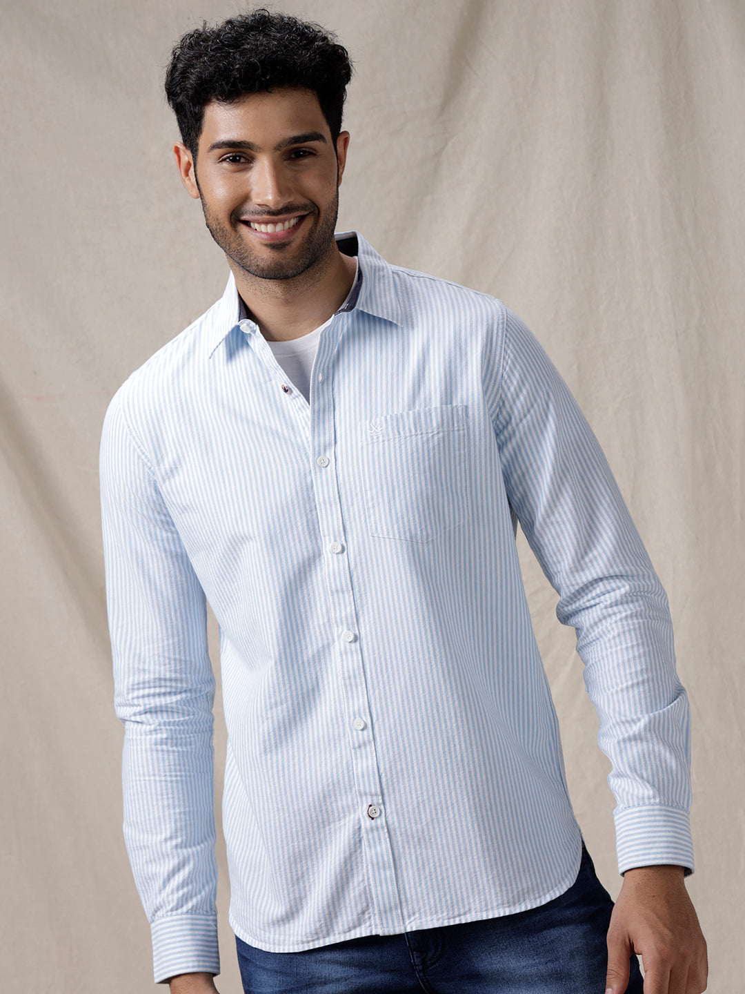 Powder Blue Striped Shirt