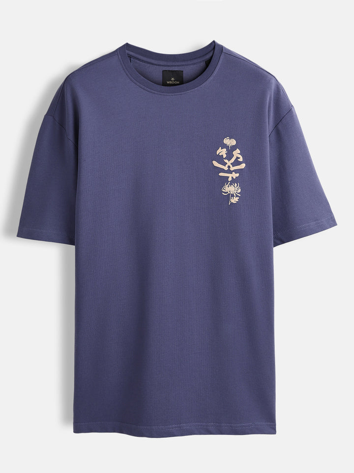 Graphic chest print oversized T-shirt | Dark blue