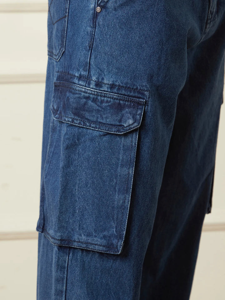 Loose Fit Darkstone Denim Cargo | Blue