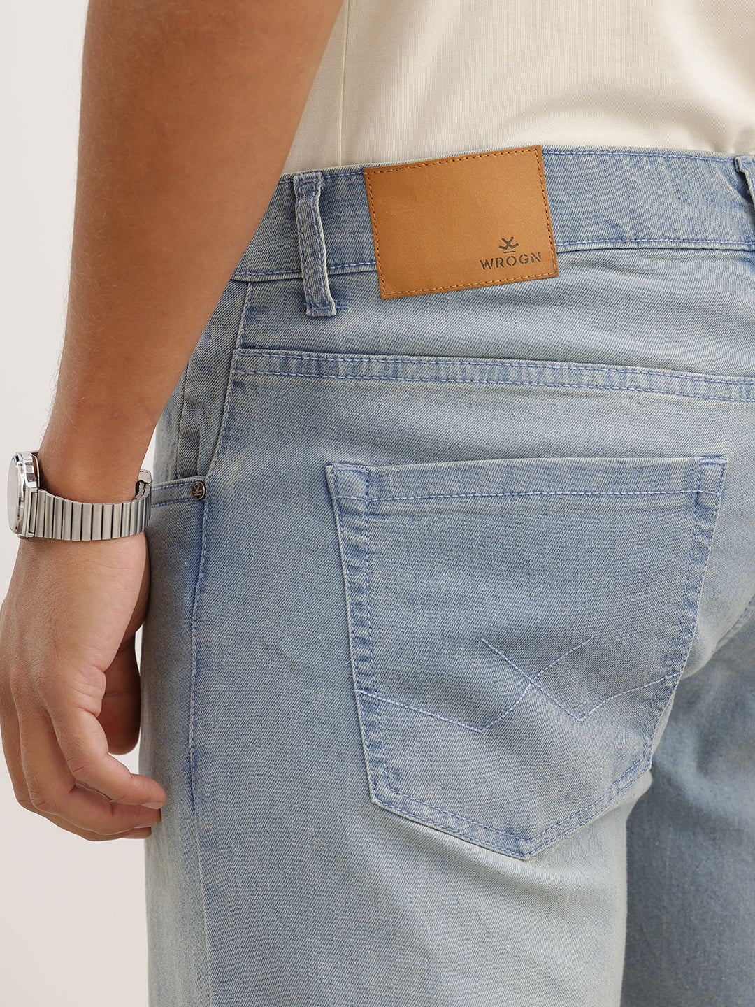 Faded Straight Fit Denim Jeans | Light Blue